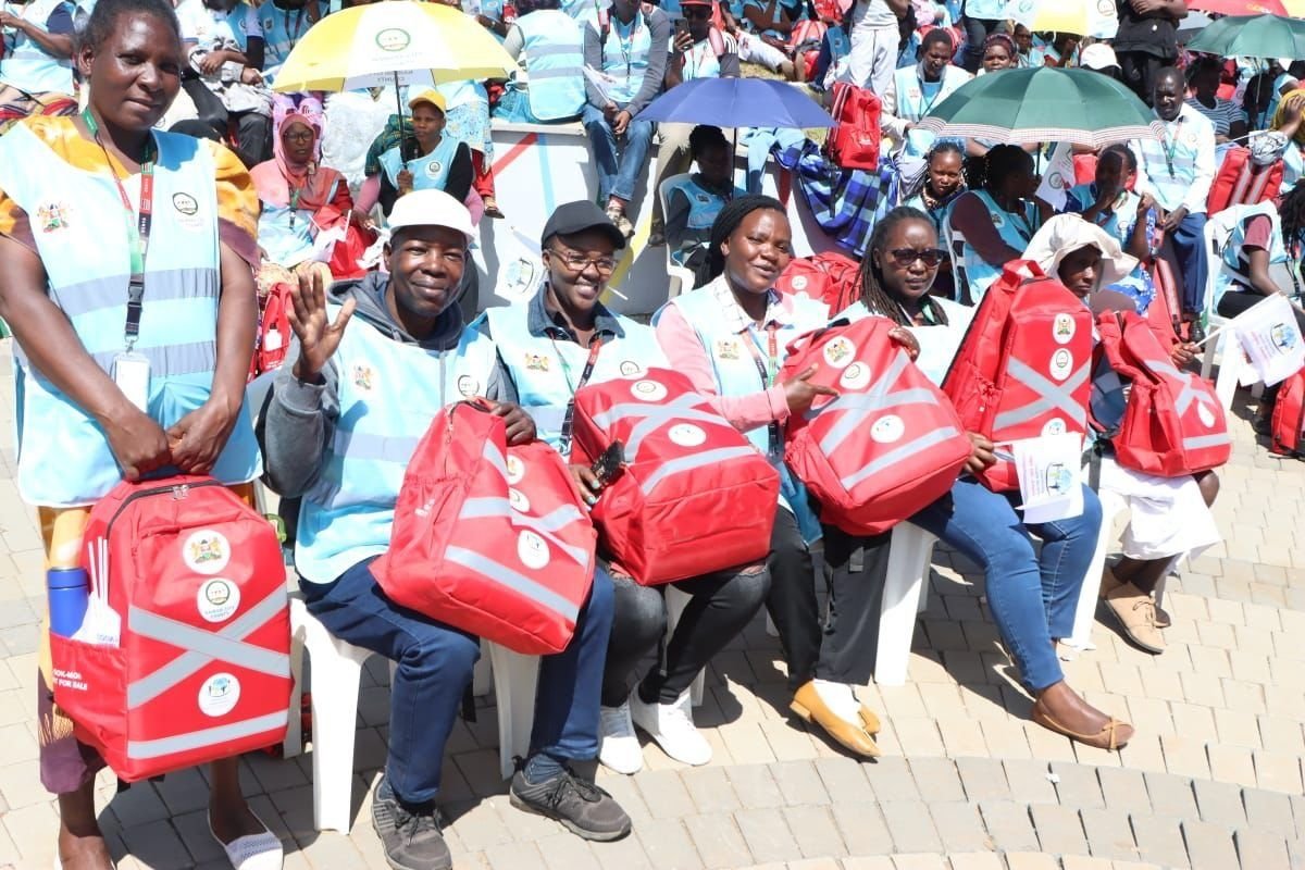 Community Health Promoters (CHPs) with their newly launched kits. Credit: MoH Kenya