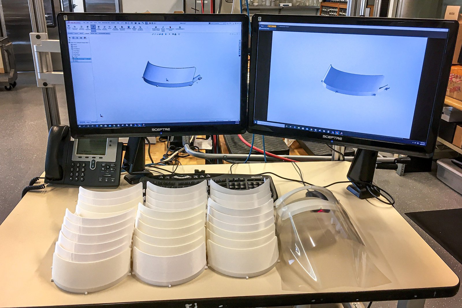 Face shields with CAD