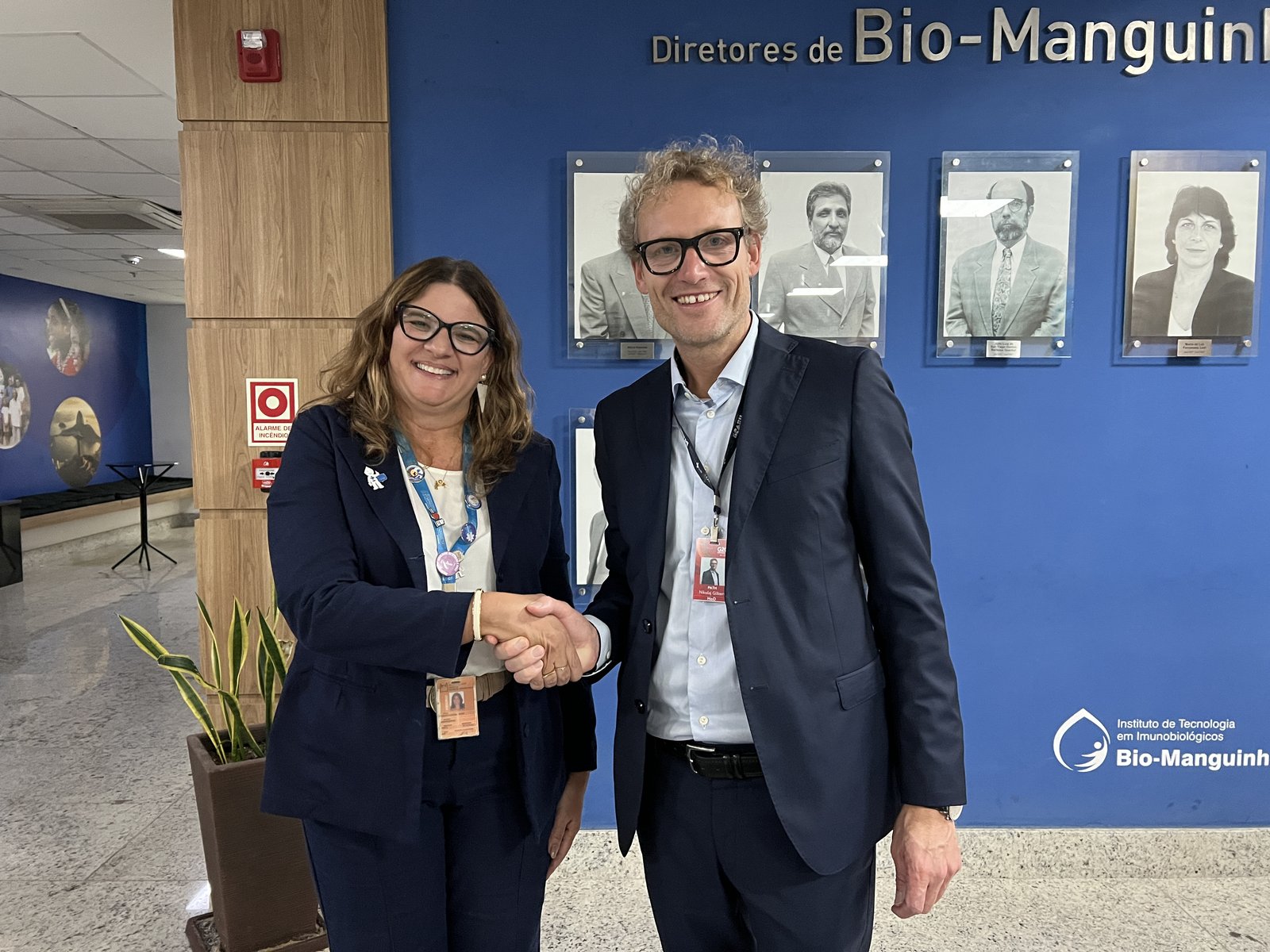 PATH CEO Nikolaj Gilbert and Bio-Manguinhos/Fiocruz Deputy Director of Quality Rosane Cuber in Rio de Janeiro launching a collaboration to increase local and regional production in Brazil and Latin America.