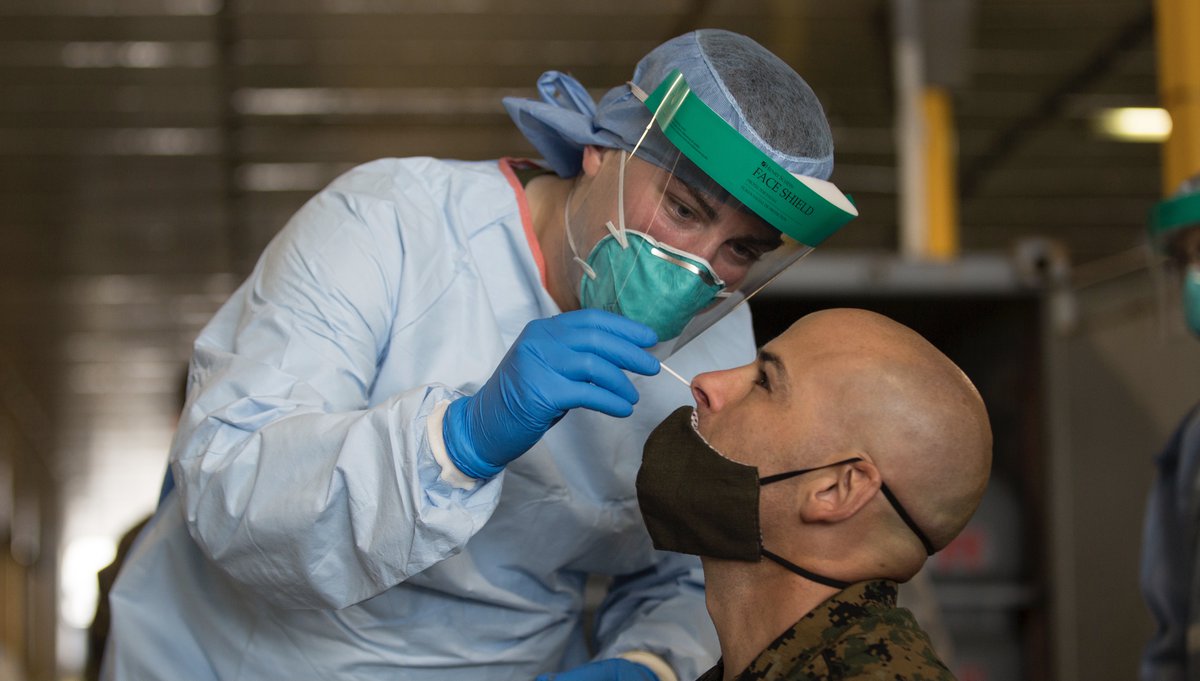 Man undergoes a COVID-19 swab test. Photo: U.S. Navy Medicine