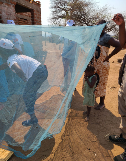 Changara District, Mozambique, in October 2021 during durability monitoring data collection. Durability monitoring measures the physical condition and effectiveness of the chemicals on bed nets over time. Photo: PATH/Molly Robertson.